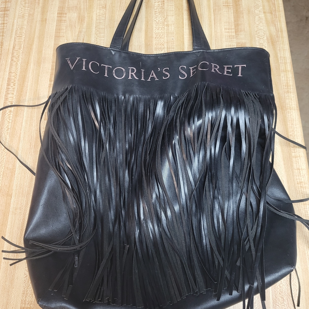 Victoria's Secret Black Fringe Tote Bag